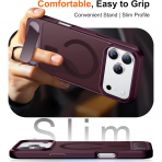 Temdan Manyetik iPhone 18 Pro Max Standl� K�l�f-Dark Cherry