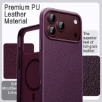 JETech iPhone 18 Pro Vegan Deri MagSafe K�l�f-Dark Cherry