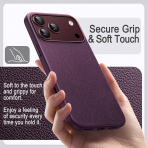 JETech iPhone 18 Pro Vegan Deri MagSafe K�l�f-Dark Cherry