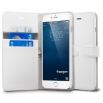 Spigen iPhone 6 Plus Case Wallet S Deri Czdan Klf-White