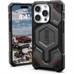 UAG Monarch Pro Serisi iPhone 15 Pro Max MagSafe Uyumlu Darbeye Dayankl Klf (MIL-STD-810G)-Kevlar Siller