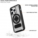 Rokform Rugged Serisi iPhone 15 Pro Max Manyetik Klf (MIL-STD-810G)-Clear