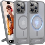 TORRAS Pstand Serisi Apple iPhone 15 Pro Max Silikon Klf -Grey Titanium