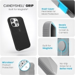 Speck Apple iPhone 15 Pro Max CandyShell Grip Serisi Klf (MIL-STD-810G)-Black