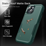 JeTech Rugged iPhone 15 Plus Mat Klf -Midnight Green