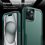 JeTech Rugged iPhone 15 Plus Mat Klf -Midnight Green