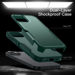 JeTech Rugged iPhone 15 Plus Mat Klf -Midnight Green