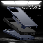 JeTech Rugged iPhone 15 Pro Max Mat Klf -Navy