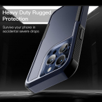 JeTech Rugged iPhone 15 Pro Max Mat Klf -Navy