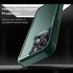 JeTech Rugged iPhone 15 Pro Max Mat Klf -Midnight Green
