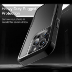 JeTech Rugged iPhone 15 Pro Max Mat Klf -Black