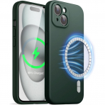 JETech Manyetik iPhone 15 Plus Silikon Klf -Midnight Green