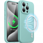 JETech Manyetik iPhone 15 Pro Max Silikon Klf -Bright Blue