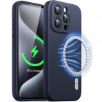 JETech Manyetik iPhone 15 Pro Max Silikon Klf -Blue