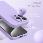 JETech Manyetik iPhone 15 Pro Max Silikon Klf -Light Purple