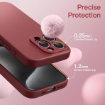 JETech Manyetik iPhone 15 Pro Max Silikon Klf -Maroon