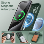 JETech Manyetik iPhone 15 Pro Max Silikon Klf -Midnight Green