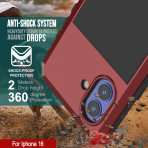 Punkcase iPhone 16 Plus Su Geirmez Klf-Red