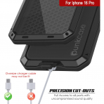 Punkcase iPhone 16 Pro Max Su Geirmez Klf-Black