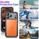 Temdan Apple iPhone 17 Pro Su Geirmez Klf -Black Clear