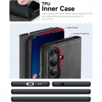 OCASE Samsung Galaxy S25 Plus Deri Czdan Klf-Spliced Gray