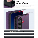 OCASE Samsung Galaxy S25 Plus Deri Czdan Klf-Dark Purple