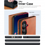 OCASE Samsung Galaxy S25 FE Deri Czdan Klf-Brown