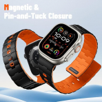 Bandletic Apple Watch Manyetik Silikon Kay�� 42mm-Black/Orange