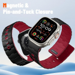 Bandletic Apple Watch Manyetik Silikon Kay�� 42mm-Black/Crimson