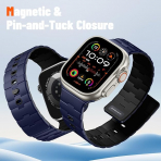 Bandletic Apple Watch Manyetik Silikon Kay�� 42mm-Black/Black