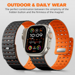 Bandletic Apple Watch 11 Manyetik Silikon Kay�� 42mm-Black/Orange