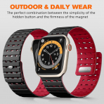 Bandletic Apple Watch 11 Manyetik Silikon Kay�� 42mm-Black/Red