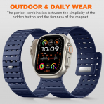 Bandletic Apple Watch 11 Manyetik Silikon Kay�� 42mm-Navy Blue