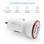 Anker PowerDrive 2 Ara arj / USB arj (Beyaz)