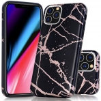BAISRKE iPhone 11 Pro Max Mermer Desenli Klf-Black Rose Gold