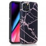 BAISRKE iPhone 11 Pro Max Mermer Desenli Klf-Black Rose Gold