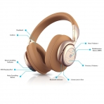 B�HM B76 Kablosuz Bluetooth Kulak �st� Kulakl�k-Brown