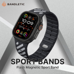 Bandletic Apple Watch Ultra 3 Manyetik Silikon Kay��-Black/Gray