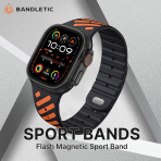 Bandletic Apple Watch Ultra 3 Manyetik Silikon Kay��-Black/Orange