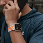 Bandletic Apple Watch Ultra 3 Manyetik Silikon Kay��-White/Glow Orange