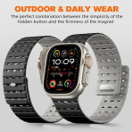 Bandletic Apple Watch Ultra Manyetik Silikon Kay�� 49mm-Black/Gray