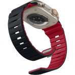 Bandletic Apple Watch 11 Uyumlu Manyetik Silikon Kay��-Black/Red