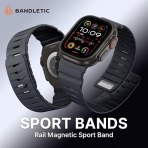Bandletic Apple Watch 11 Uyumlu Manyetik Silikon Kay��-Charcoal/Black