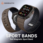 Bandletic Apple Watch 11 Uyumlu Manyetik Silikon Kay��-Khaki/Black