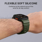 Bandletic Apple Watch 11 Uyumlu Manyetik Silikon Kay��-Light Army Green/Black