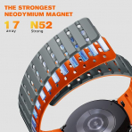 Bandletic Galaxy Watch 7 Manyetik Silikon Spor Kay��-Gray/Orange