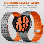 Bandletic Galaxy Watch 7 Manyetik Silikon Spor Kay��-Gray/Orange