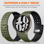 Bandletic Galaxy Watch 7 Manyetik Silikon Spor Kay��-Army Green/Black
