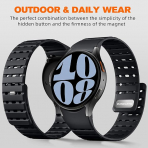 Bandletic Galaxy Watch 7 Manyetik Silikon Spor Kay��-Black