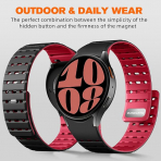 Bandletic Galaxy Watch 7 Manyetik Silikon Spor Kay��-Black/Red